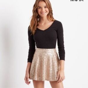 Bethany‎ Mota Sequin Skirt Ballet Skater Dance Festive Gold S